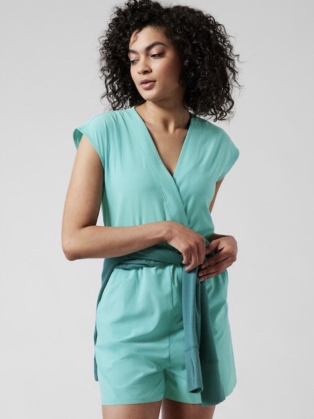 Athleta Women’s Marlow Romper in Tiffany Blue Color - Lightweight